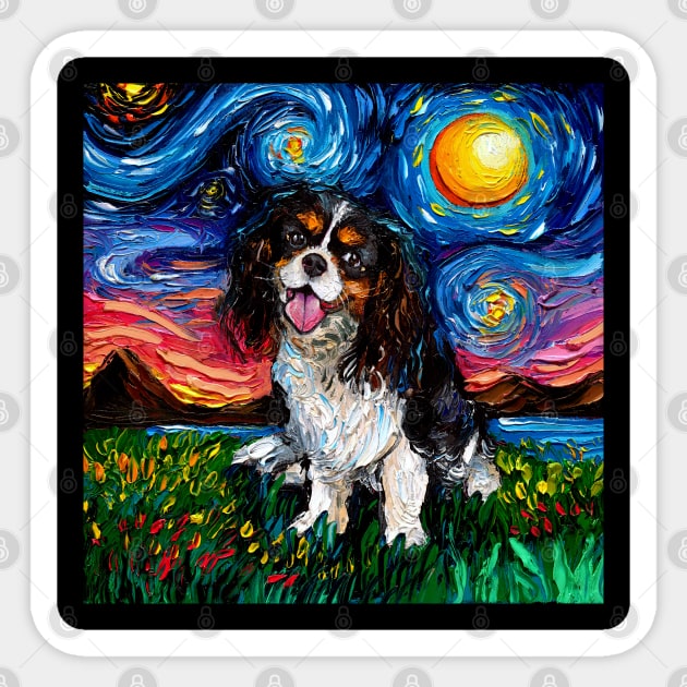 Tri Color Cavalier King Charles Spaniel Night Sticker by sagittariusgallery